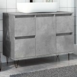 Dulap pentru baie, gri beton, 80x33x60 cm, lemn compozit