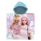 Prosop de plaja tip poncho din bumbac, 60 x 120 cm cu imprimeu Barbie