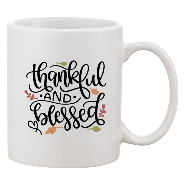 Cana alba personalizata &#039;Thankful and blessed&#039;, INOVATIX&reg;. 330ml