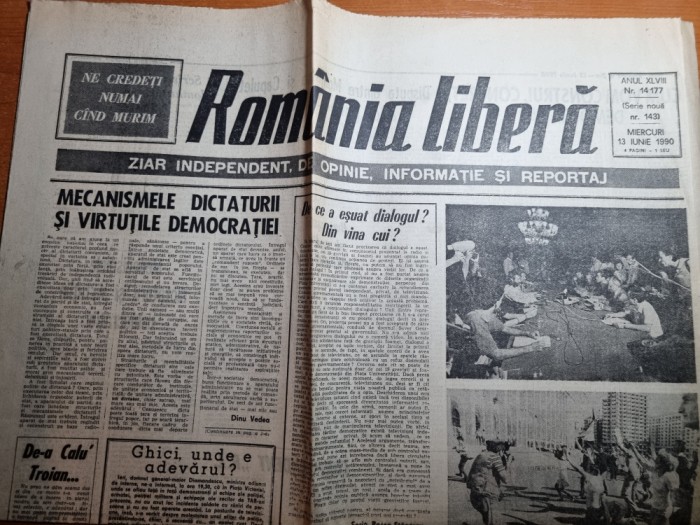 romania libera 13 iunie 1990-inceputul primei mineriade