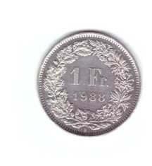Moneda Elvetia 1 franc 1988, stare foarte buna, curata