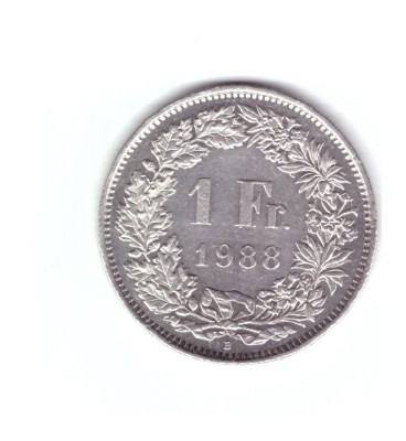 Moneda Elvetia 1 franc 1988, stare foarte buna, curata foto