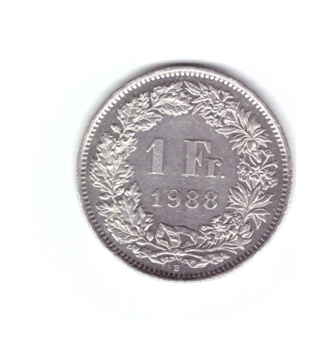 Moneda Elvetia 1 franc 1988, stare foarte buna, curata
