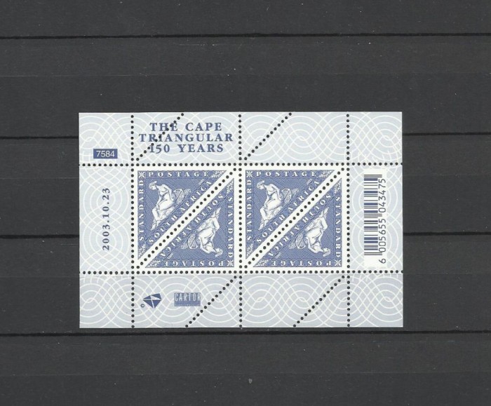 AFRICA DE SUD 2003 ANIVERSAREA PRIMULUI TIMBRU DIN TRIANGULAR