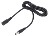 Cablu DC 5,5/2,5mm cu mufă și soclu drept negru 2x0,5mm&sup2;