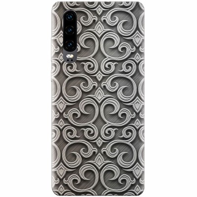 Husa silicon pentru Huawei P30, Baroque Silver Pattern foto
