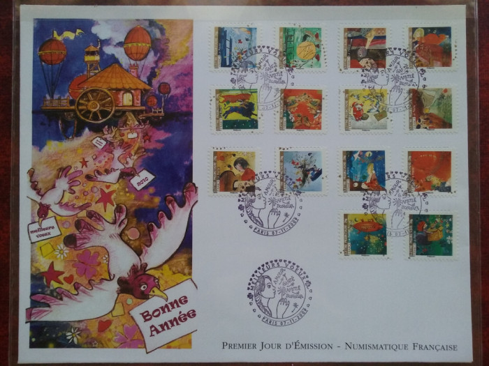 2009-Franta-Meilleurs Voeux autocolant-14 buc.-F.D.C.-MNH