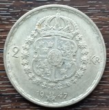 (A961) MONEDA DIN ARGINT SUEDIA - 2 KRONOR 1947, LIT. TS, REGELE GUSTAV V, Europa