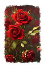 Sticker decorativ, Trandafiri, Rosu, 85 cm, 9671ST foto