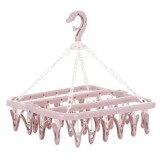 Uscator Rufe Flippy Pliabil 32 Cleme, Rotire 360&deg;, Roz, Plastic Rezistent, Ușor de Depozitat, Multifuncțional, 32x32 cm