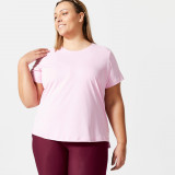 Tricou 120 Fitness Cardio Plus Size Roz deschis Damă, Domyos