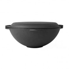 Oala de fonta tip wok, cu capac, 3 in 1, 37x18 cm, Perfect Home foto