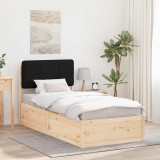vidaXL Cadru de pat cu tăblie tapițată cu headboard Negru 90 x 200 cm 877726