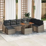 Gossi set masa gradina 9 piese cu perne gri poli ratan acacia