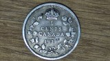 R08 Canada -moneda argint sterling- 5 cents 1911 an unic batere- George V -superba!, America de Nord