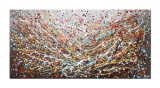 Cumpara ieftin Tablouri abstracte gigant pictat manual birou, living, Compozitie in abstract, 140x70cm ulei pe panza, reproducere Jackson Pollock