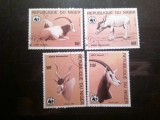Serie Niger 1985 , FAUNA - Capre , 4 valori stampilate