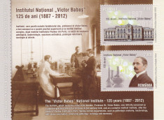 INSTITUTUL NATIONAL VICTOR BABES,BLOC,2012,Lp.1947a,MNH. foto