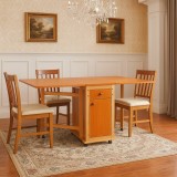 Masa plianta cu spatiu depozitare, usa si sertar, Pal Melaminat, structura lemn masiv, cu role, 8 persoane, 160x96x80 cm, cires