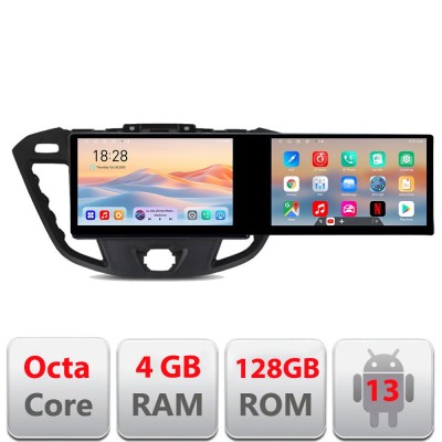 Navigatie Ford Transit Kit-845 Edotec 2 ecrane 8 core 4+128 21.6 inch Incell android Wifi 5Ghz gps internet CarStore Technology foto