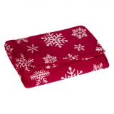 Cuvertură Decorativă, Crăciun, Bordo, Fulgi Albi, Flannel, 160x130cm, Oem