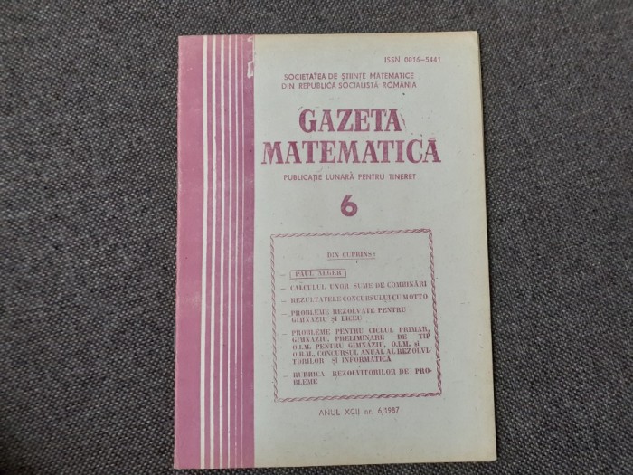 GAZETA MATEMATICA NR 6/1987