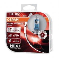 Becuri Osram H4 12v 60/55w P43t Night Breaker Laser, Generatia Urmatoare +150%, 2 Buc 64193NL-HCB