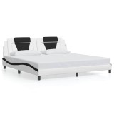 Cumpara ieftin Cadru de pat Viana fara saltea alb si negru 200x200cm piele artificiala