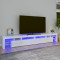 Comoda TV cu lumini LED, alb extralucios, 260x36,5x40cm GartenMobel Dekor