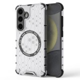 Husa transparenta Samsung Galaxy S24 Techsuit HoneyComb Shield MagSafe, alb