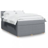 Gossi pat continental cu saltea, gri deschis, 160x200 cm, textil