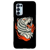 Husa compatibila cu Oppo A5 (2020) model Tiger flames, Silicon, TPU, Viceversa, Transparent, Carcasa