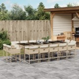 vidaXL Set mobilier de grădină cu perne, 15 piese, bej, poliratan