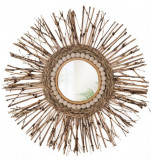 Oglinda rotunda Rea Boho 322091 rama lemn 45 cm