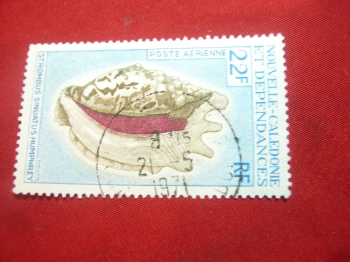 Timbru 22 fr. Noua Caledonie Franceza 1970 - Scoici -Posta Aeriana , stampilat