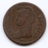Franta 1 decime 1799 AA - L&#039;AN 8 - AA, Prima Republica, Cupru, 20 gr, 23 mm, KM-644 (5)