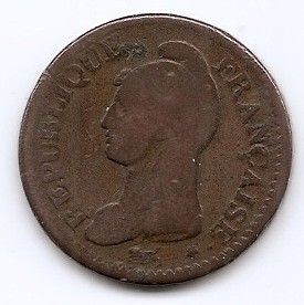 Franta 1 decime 1799 AA - L&#039;AN 8 - AA, Prima Republica, Cupru, 20 gr, 23 mm, KM-644 (5)