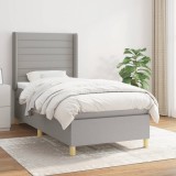 Gossi pat box spring cu saltea, gri deschis, 90x190 cm, textil