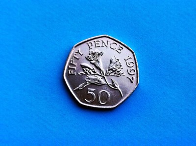 50 Pence 1997 Guernsey-stare buna-RAR foto