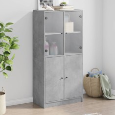 vidaXL Dulap &icirc;nalt cu uși, gri beton, 68x37x142 cm, lemn compozit 3295867