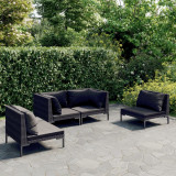 VidaXL Set mobilier de grădină cu perne 4 piese gri &icirc;nchis poliratan