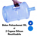 Bidon Apa 19L + 2 Capace Silicon Reutilizabile