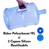 Bidon Apa 19L + 2 Capace Silicon Reutilizabile