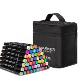 Set 40 Markere, Flippy, pe Baza de Ulei, Dublu Capat, Subtire 1mm si Gros 6 mm, Geanta Depozitare, 15 cm, Multicolor