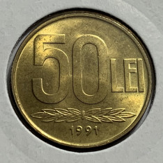 50 Lei 1991 Romania UNC, Luciu de batere foto