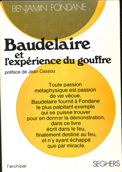 Baudelaire et l&#039;experience du gouffre / Benjamin Fondate