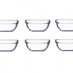 Set 6 boluri pentru servire, Sticla, Transparent,17 cm