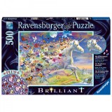 Cumpara ieftin PUZZLE UNICORNI SI FLUTURI, 500 PIESE + STICKERE, Ravensburger