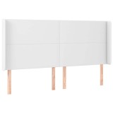Cumpara ieftin Tablie de pat cu aripioare, alb, 203x23x118/128 cm, piele eco