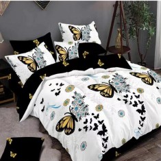Lenjerie pat dublu,bumbac finet,6 piese,cearceaf normal 220x240cm, cearceaf pilota 200x220cm, 2 fete de perna 50x70, 2 fete de perna 70x70-M163
